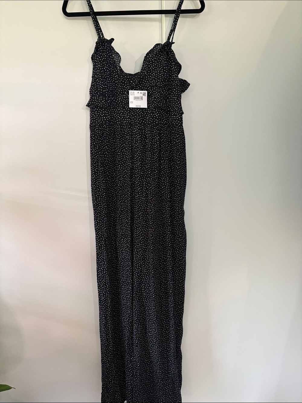 NWT American Eagle size Medium Black Polka Dot Wide-Leg Jumpsuit
